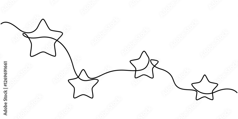 Poster line star one continuous line drawing design vector, christmas star in one continuous line drawing v