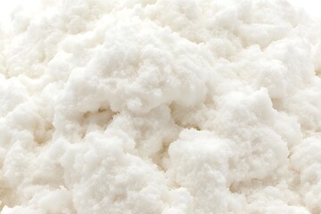 Close up Texture of White Granular Substance Pile A Detailed Image of a Fluffy White Material