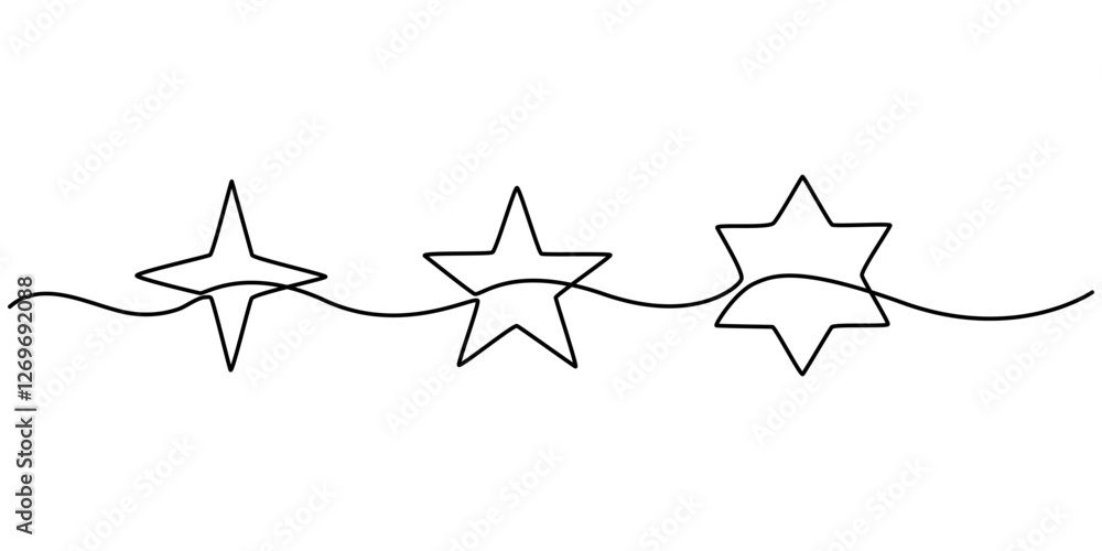 Poster line star one continuous line drawing design vector, christmas star in one continuous line drawing v