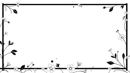 Minimalist Monochrome Black-White Border with Abstract Floral Patterns for Modern Designs