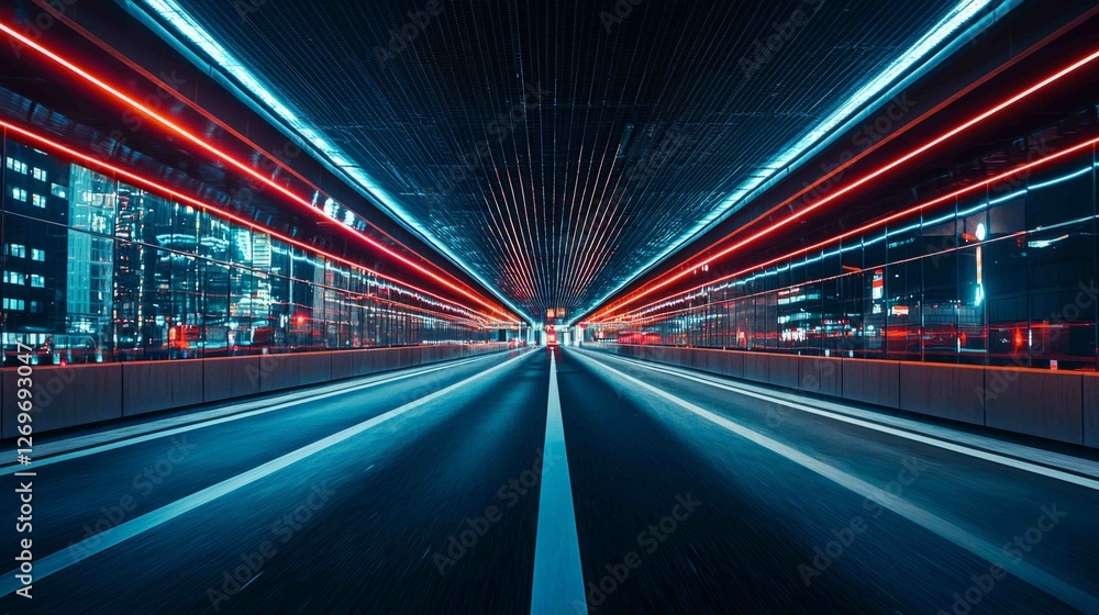 Aufkleber futuristic urban setting with illuminated pathways and smart design