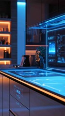 High-Tech Smart Home Kitchen with Modern Design and Interactive Features