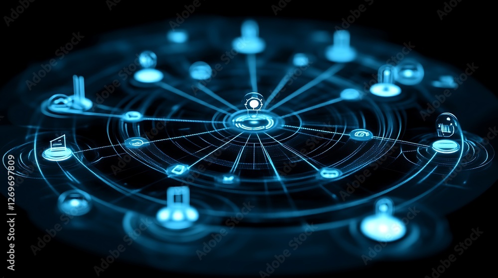 Poster futuristic network connection, an abstract representation of digital links
