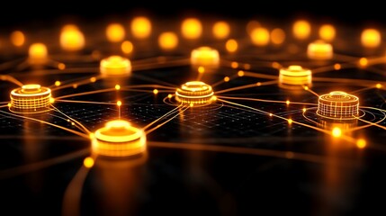 Interconnected Glowing Nodes, A Futuristic Network Visualization