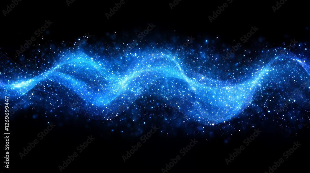 Aufkleber luminous blue wave, captivating flow of sparkling particle stream abstract