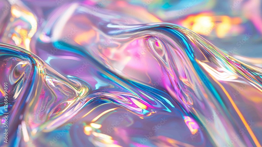 Poster high-tech polymer surfaces with iridescent colors and fluid patterns