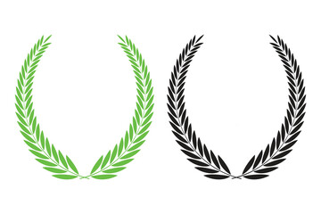 Green and black color leaf floral laurel vector graphics design. 
