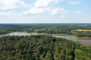 The Gue l eveque pond in Dampierre-en-Burly in Europe, France, Centre Val de Loire, Loiret, Dampierre en Burly, in summer, on a sunny day.