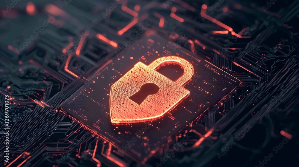 Poster minimalist secure network icon design with digital elements
