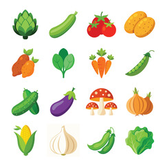 Fototapeta premium Bandle Vegetables Vector Illustration