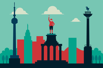 city skyline in black background