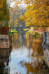 A water channel in autumn in a park