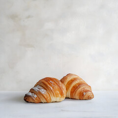 croissant on wooden background