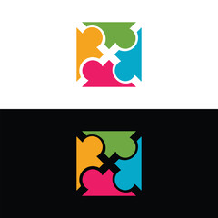 Colorful Puzzle Pieces Logo – Vector Icon for Teamwork, Connection, and Collaboration