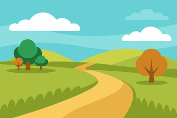 Obraz premium landscape with trees and hills