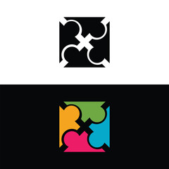Colorful Puzzle Pieces Logo – Vector Icon for Teamwork, Connection, and Collaboration