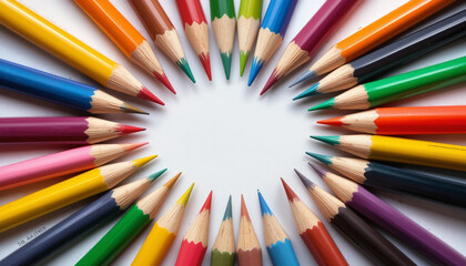 colored pencils isolated on white background