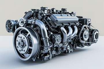 Car engine isolated on a white background. 3d illustration