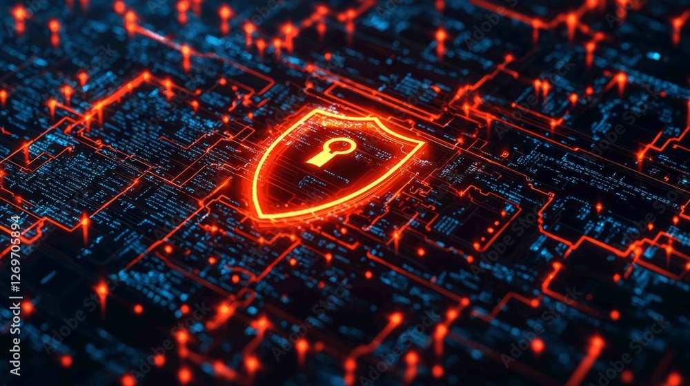 Poster modern minimalist interface design featuring security elements