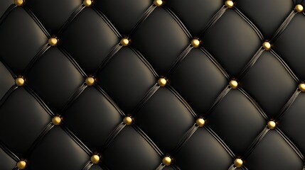Fototapeta premium Modern abstract black leather with tufted diamond pattern and soft texture background