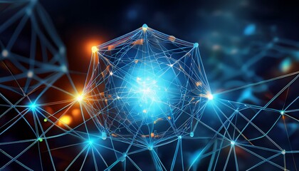 d glass neural network with glowing nodes