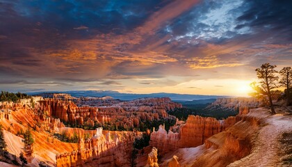 bryce canyon national park at sunrise with dramatic sky utah usa
