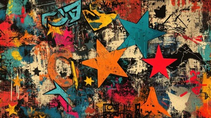 Obraz premium Dynamic Street Art Display, Urban Environment, Graffiti Artwork, Colorful Background, Creative Expression