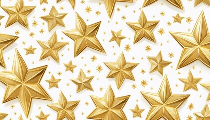 gold star seamless pattern on white background
