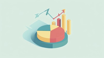 Obraz premium 3D Business Charts Showing Growth