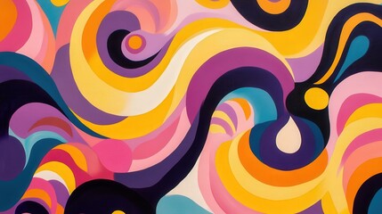 Abstract Colorful Swirling Waves Painting Design