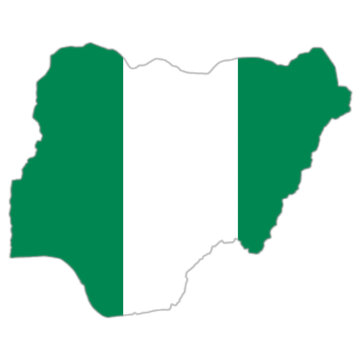 Nigeria flag on the map