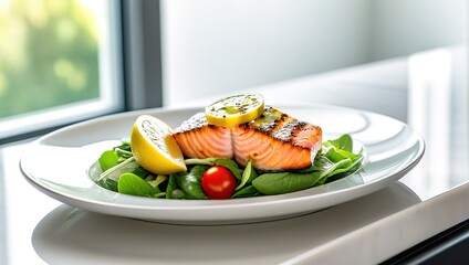 Grilled Salmon with Salad