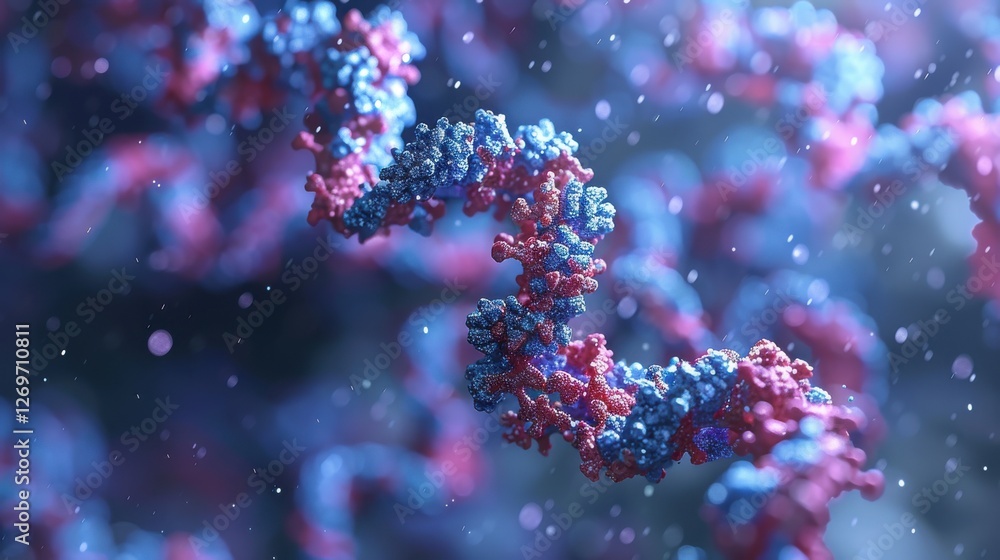 Poster colorful abstract representation of dna helix structure in scientific visualization for research and