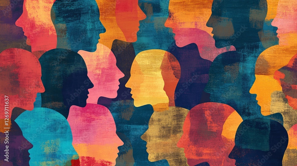 Poster diverse group of people connecting and communicating