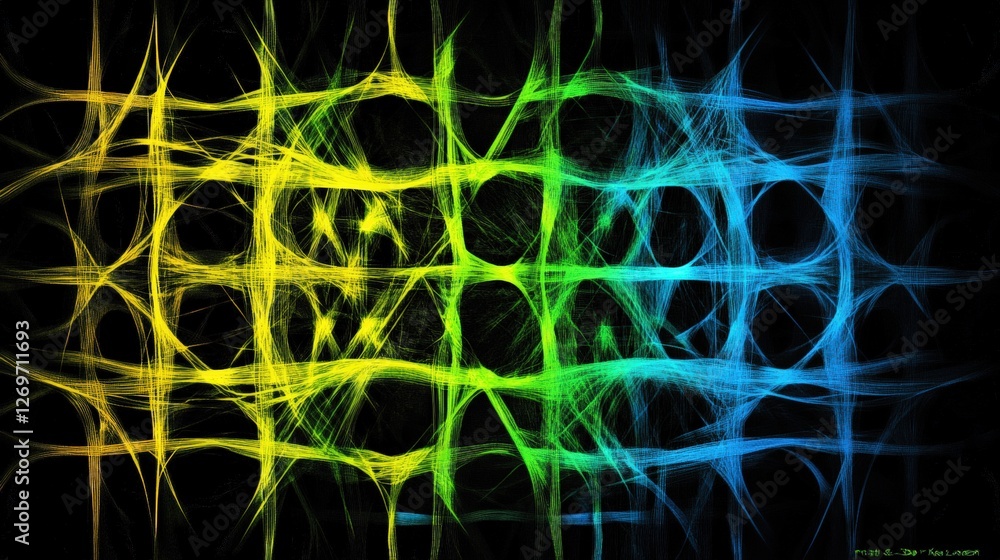 Poster abstract colorful grid pattern of intertwined lines