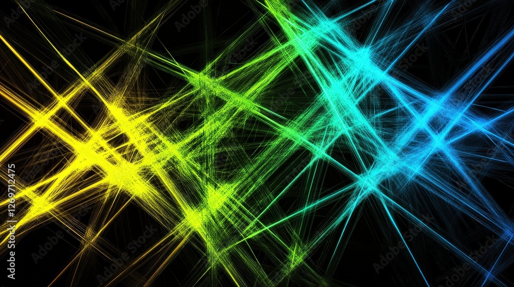 Poster abstract neon lines intersect creating vivid artwork