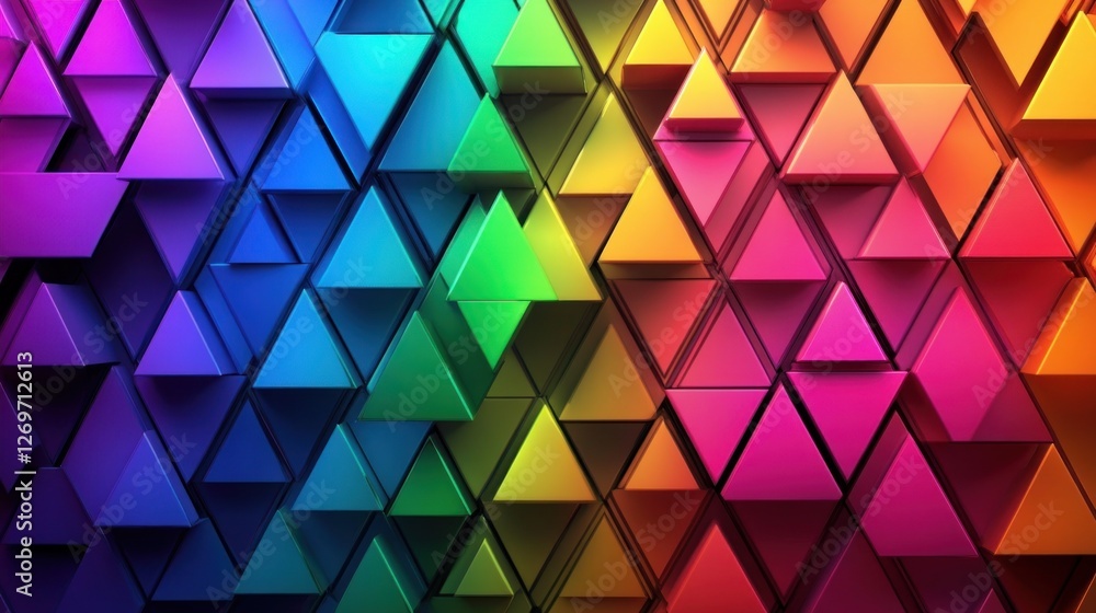 Poster Abstract Colorful Triangular Geometric Pattern Design