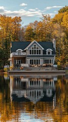 Picturesque Lakefront Home with Classic Exterior and Scenic View