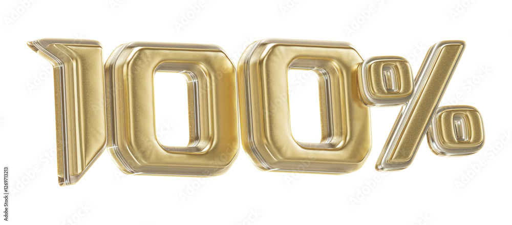 Poster 100 Percent Sign Golden 3D Number Discount