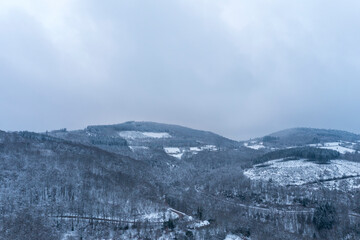 The Morvan under the snow in Europe, France, Burgundy Franche Comte, Saone et Loire, Saint Prix, in...