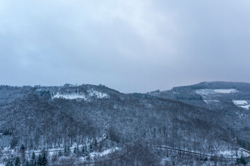 The Morvan under the snow in Europe, France, Burgundy Franche Comte, Saone et Loire, Saint Prix, in...