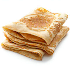 stack of pancakes on a white background