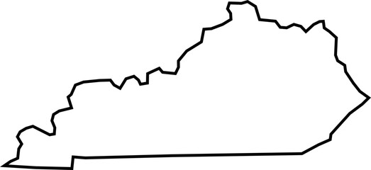 Outline Map of the State of Kentucky / United States of America / Louisville / Lexington / Owensboro / Bowling Green / Covington (Printable, Canva, PowerPoint)