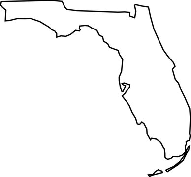 Florida State Outline Map &ndash; Blank Vector Contour, USA