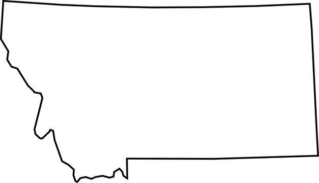 Montana State Outline Map &ndash; Blank Vector Contour, USA