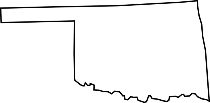 Outline Map of Oklahoma, United States with Cities &ndash; Oklahoma City, Tulsa, Norman, Broken Arrow