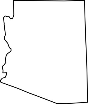 Outline Map of Arizona, United States with Cities &ndash; Phoenix, Tucson, Mesa, Chandler, Gilbert, Glendale