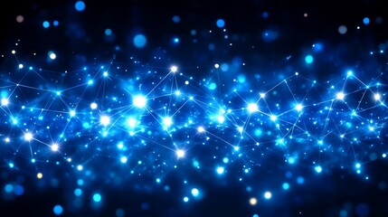 Obraz premium Interconnected Network, A Futuristic Web of Sparkling Blue Light