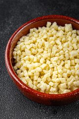 mozzarella cheese grated for pizza cheese fine tasty food dish gourmet food background on the table rustic food top view copy space