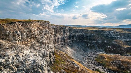 Rugged Rocky Landscape with Deep Canyons and Dramatic Skies